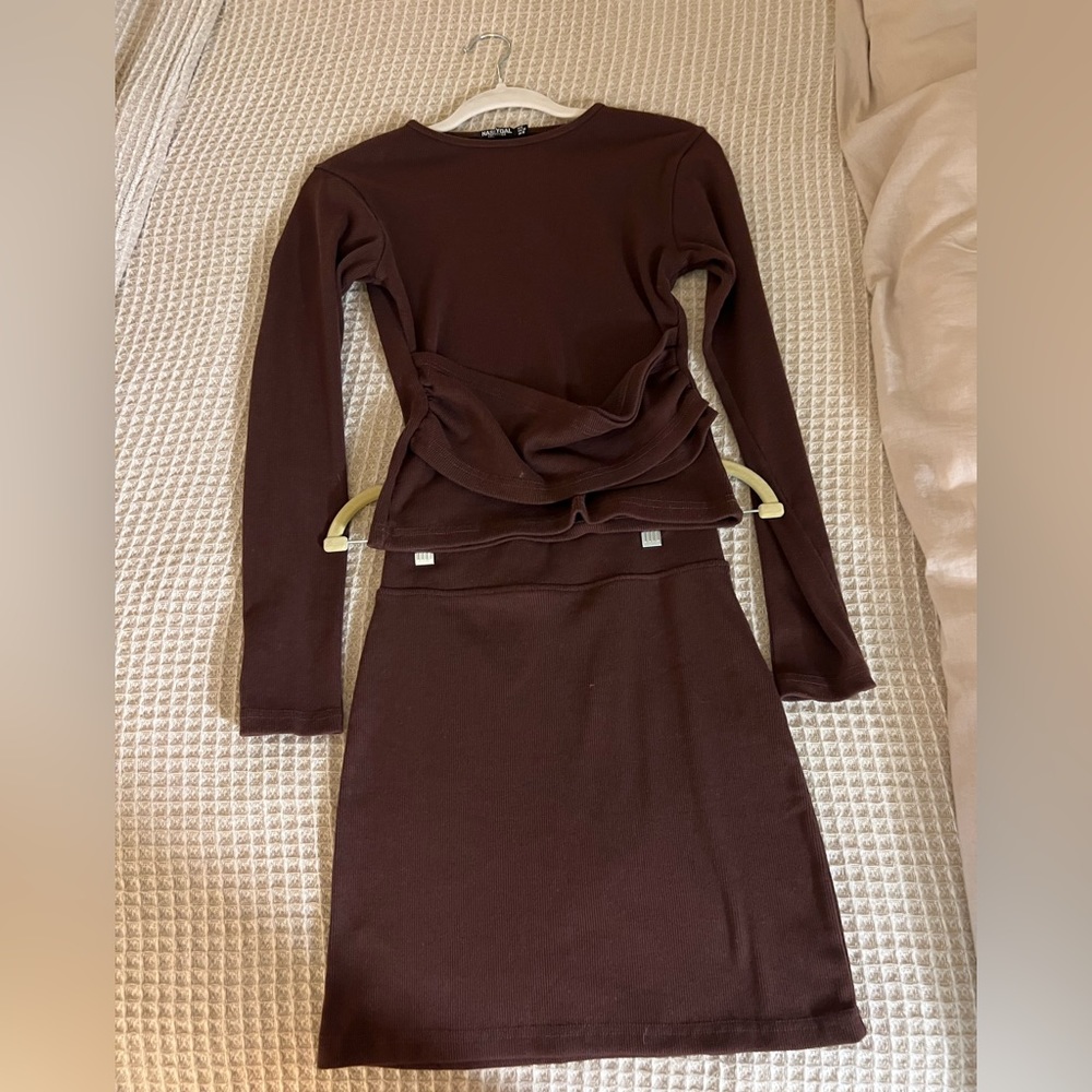 Nasty Gal mini skirt and shirt set
